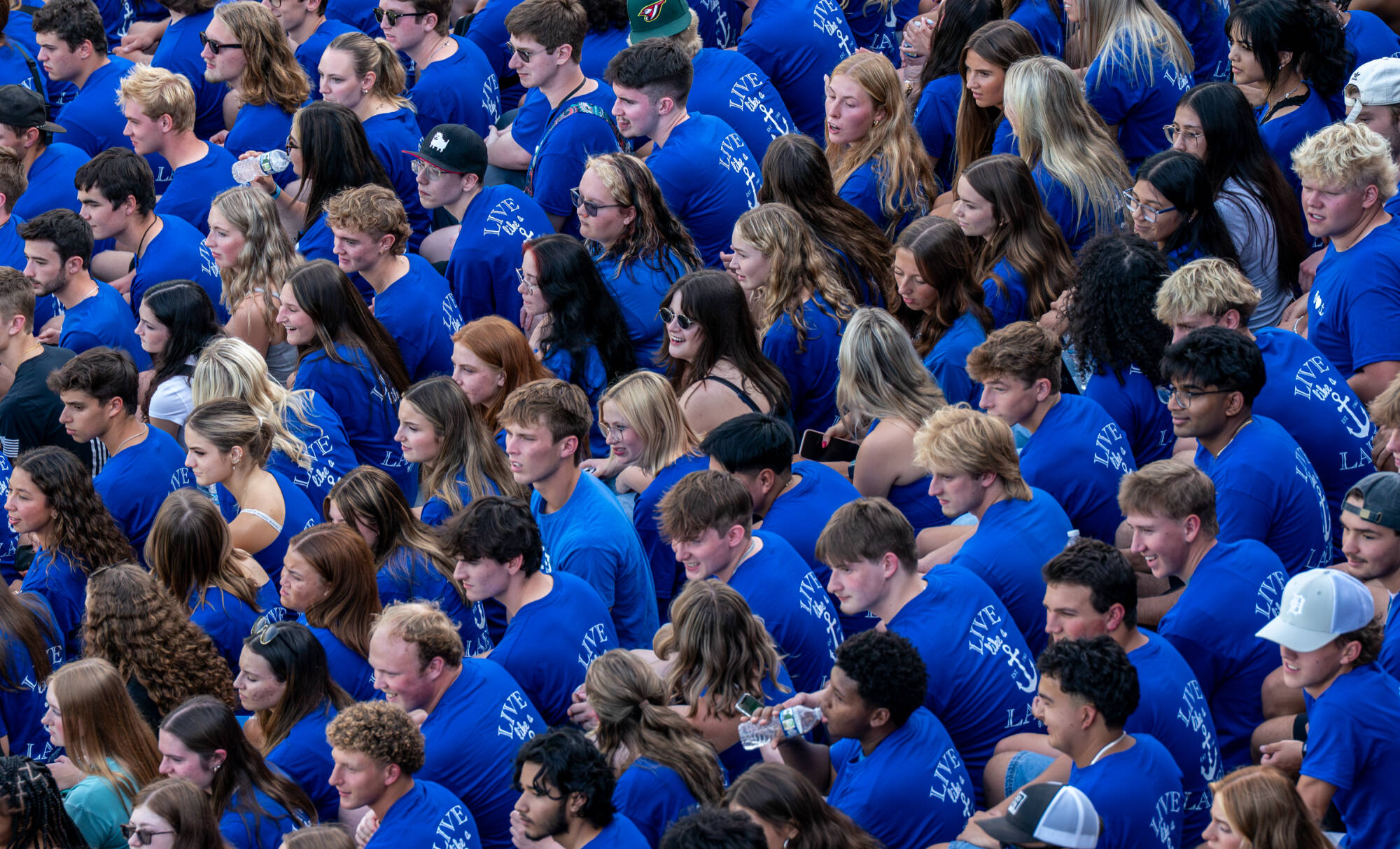 Freshman sit inside Lubbers Stadium as part of the Laker Kickoff on August 22.